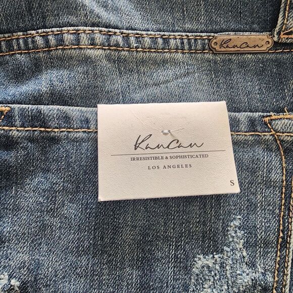 New Kancan distressed raw hem cuffed jean‎ shorts womens size S - Picture 4 of 6